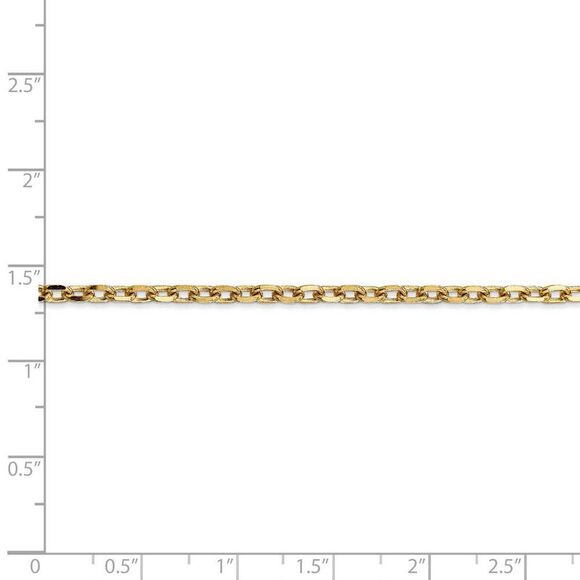 3mm, 14k Yellow Gold Diamond Cut Solid Cable Chain Necklace, 24 Inch - Picture 5 of 8